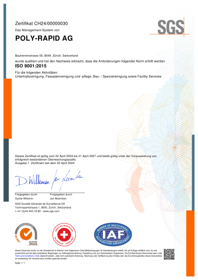 ISO 9001:2015 Facility & Clean Services